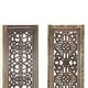 preview thumbnail 4 of 3, Benzara Floral Hand Carved Wooden Wall Panels, Assortment of Two, Brown