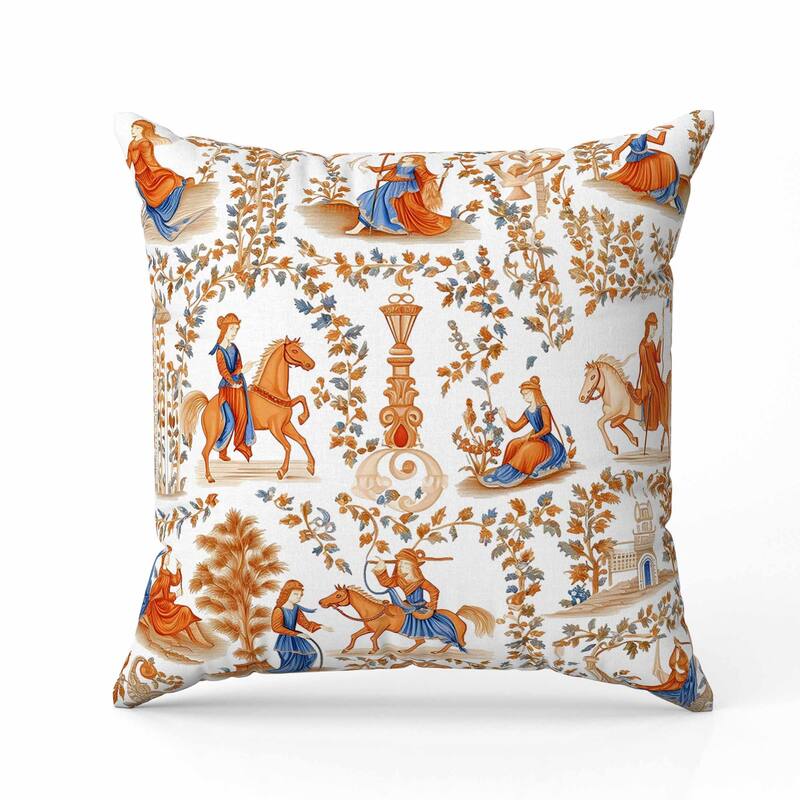 Celestial Tangle Faux Suede Reversible Throw Pillow Orange and Blue