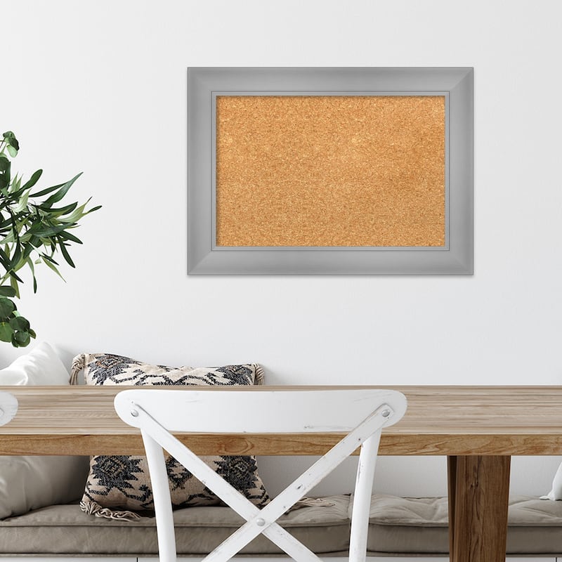 Flair Polished Nickel Framed Cork Bulletin Memo Board