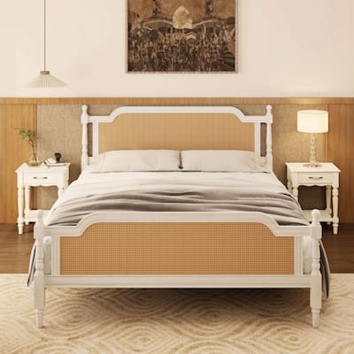 Traditional Style Rattan King Size Bed Frame