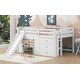 preview thumbnail 6 of 14, Full Size Low Loft Bed with Slide, 3 Storage Drawers and 2 Doors