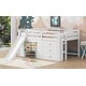 preview thumbnail 7 of 14, Full Size Low Loft Bed with Slide,Three Storage Drawers