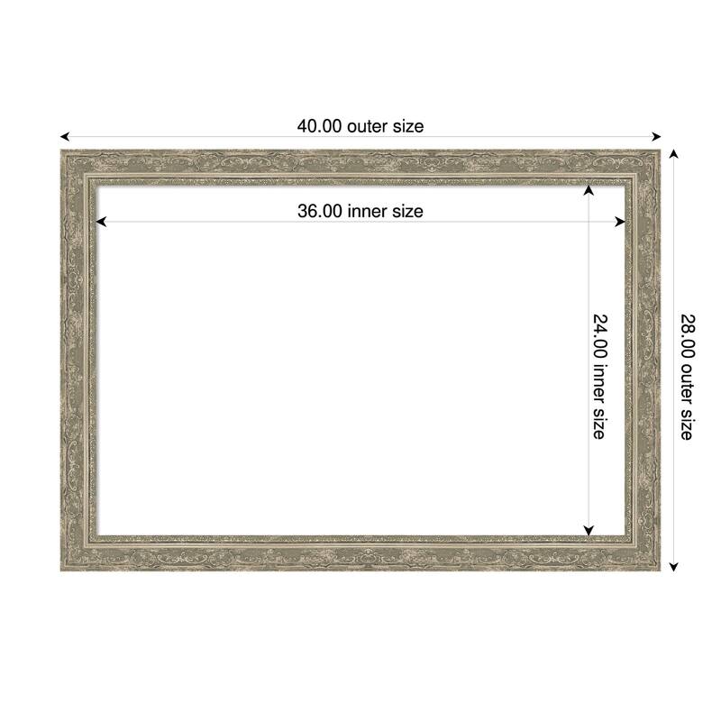 Filigree Framed Dry Erase Magnetic Board - 40 x 28 in - Filigree Silver