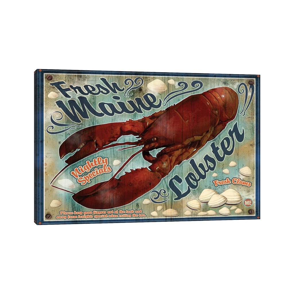 iCanvas "Fresh Maine Lobster Sign" by Old Red Truck Canvas Print