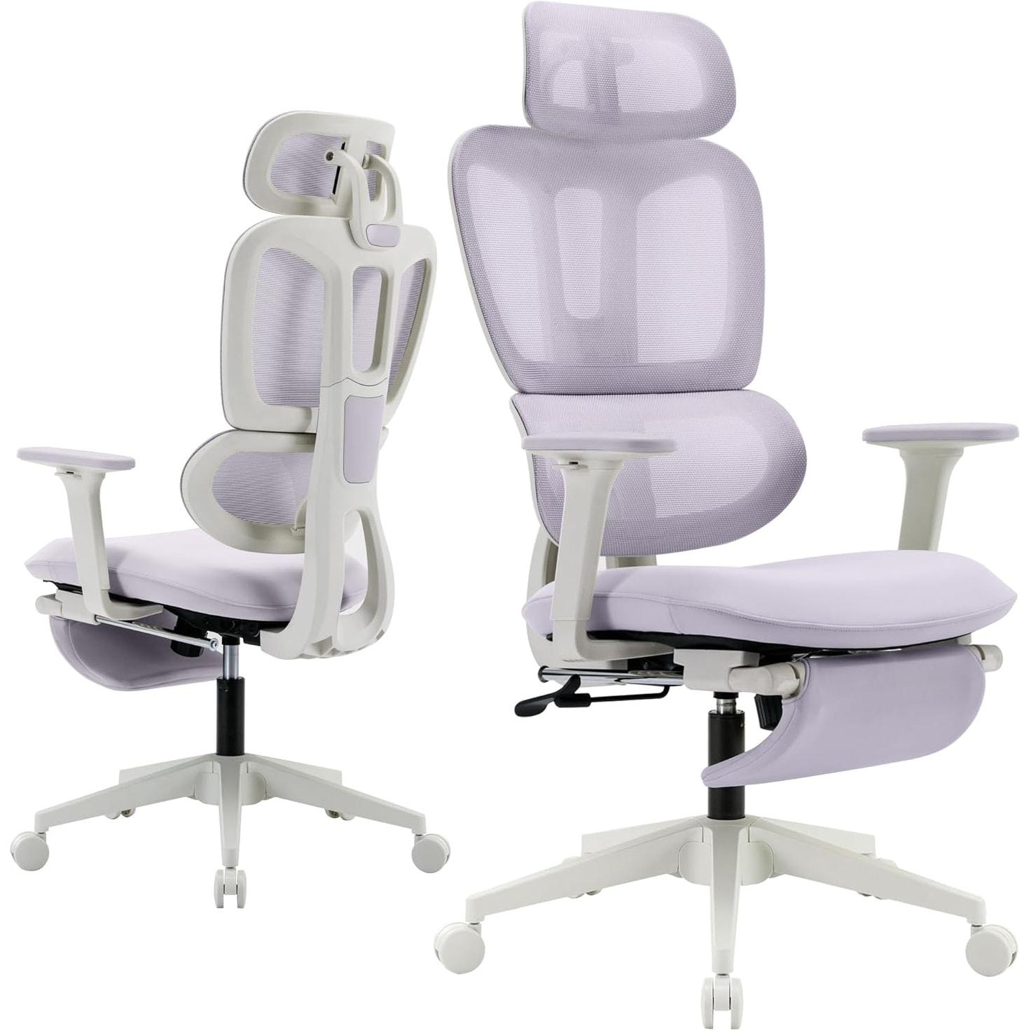 Ergonomic Office Chair with Footrest,High-back Chair with Lumbar Support,2D Headrest & 4D Armrests,Sponge Cushion & Mesh Back