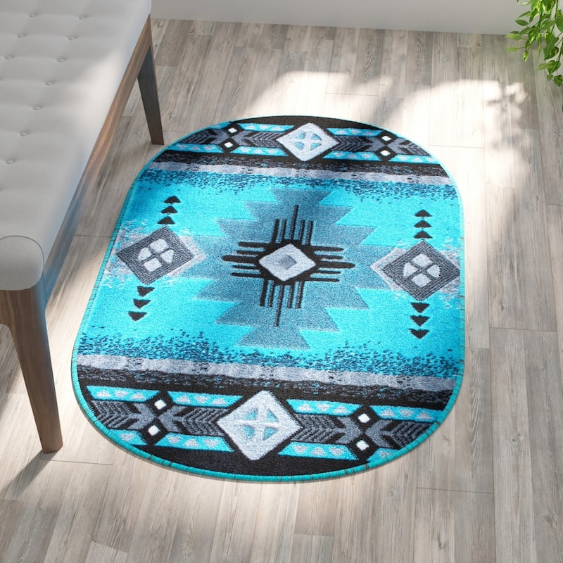 Traditional Southwestern Style Olefin Fiber Geometric Area Rug