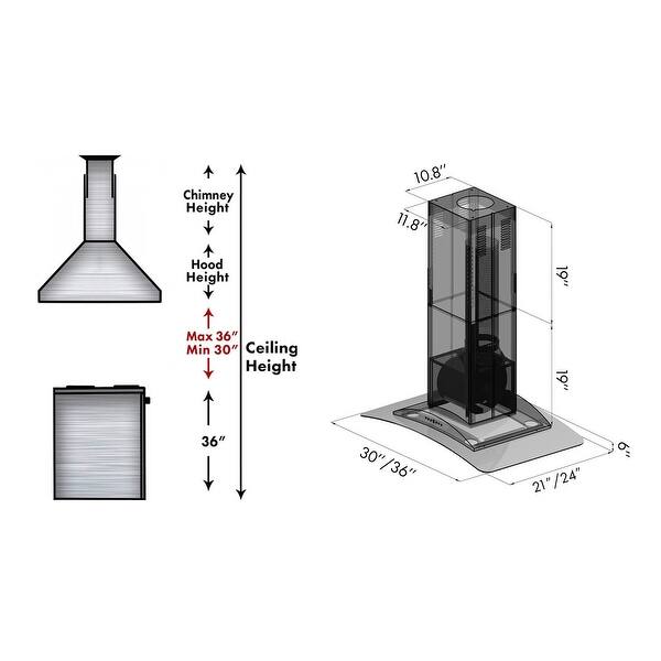 ZLINE Convertible Vent Island Mount Range Hood Overstock 13180856