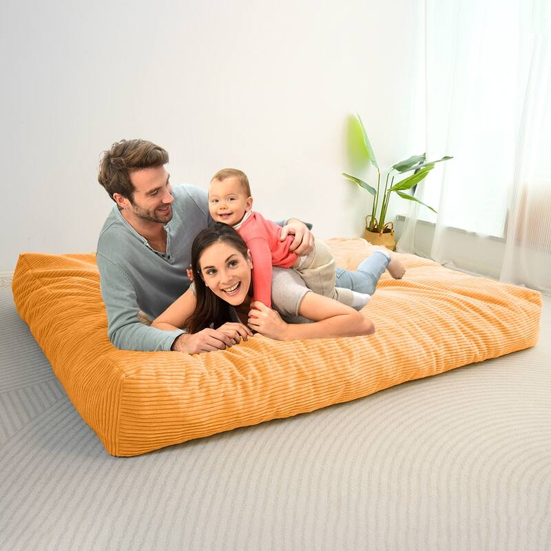 Giant Bean Bag, Corduroy Convertible Beanbag Folds from Lazy Chair to Floor Mattress Bed
