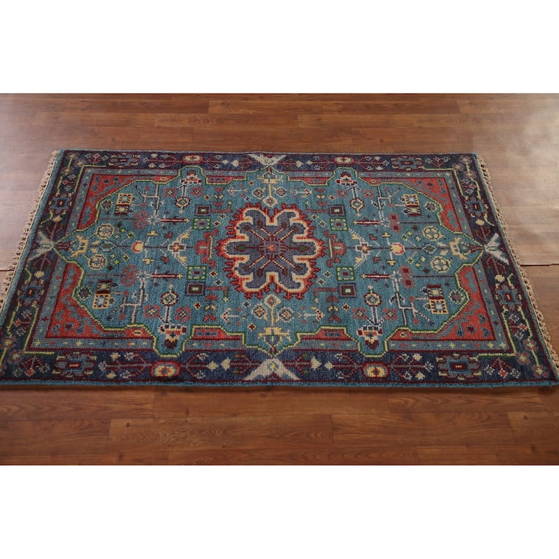 Blue Heriz Serapi Oriental Accent Rug Wool Carpet - 2'11"x 4'11"