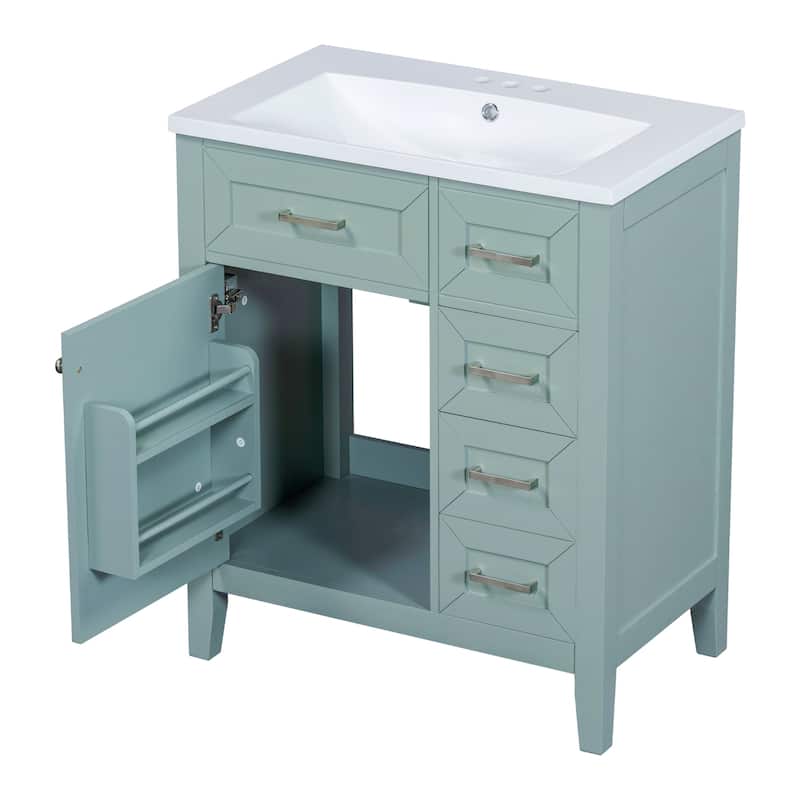 Bathroom Vanity with Single Sink, Bathroom Storage Cabinet with 3 Drawers, Bathroom Vanities with Soft Closing Cabinet Door