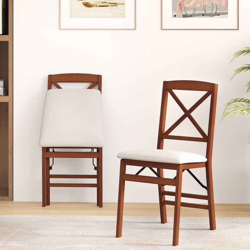 Gymax 4 Set Kitchen Chairs w/ Rubber Wood Frame Upholstered Seat