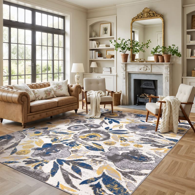 World Rug Gallery Vintage Modern Floral Area Rug