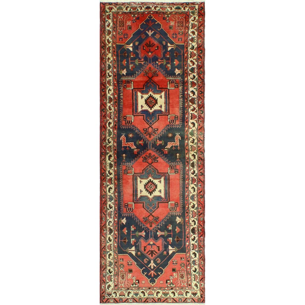 Fine Vintage Distressed Ceastun Rust/Charcoal Runner - 3'4" x 10'5"