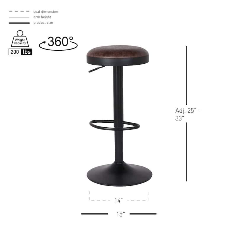 NPD Furniture Juno Gaslift Backless Swivel Bar Stool (Set of 2)