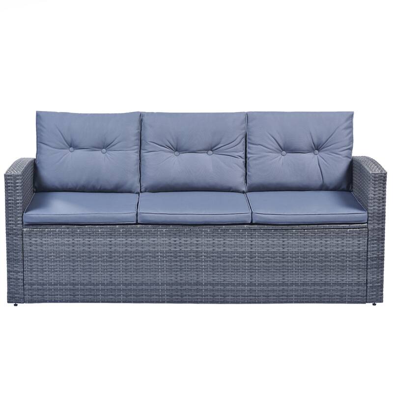 6-piece All-Weather Wicker PE rattan Conversation Sectional Set
