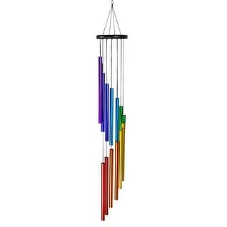 Exhart Cascading Metal Rainbow Hand Tuned Hanging Wind Chime, 5.5 by 38 Inches
