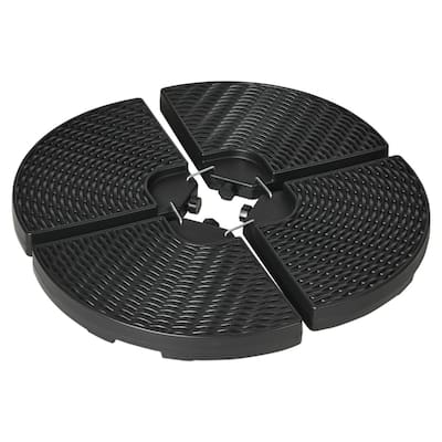 Set of 4 Cantilever Umbrella Base Weights HDPE Outdoor Fillable with Water or Sand for Offset Parasols Black