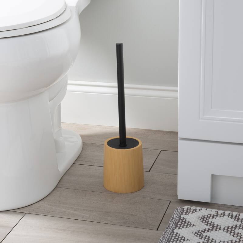Bath Bliss Wood Like Toilet Brush in Natural - 3.9"x 3.9"x 14.6"