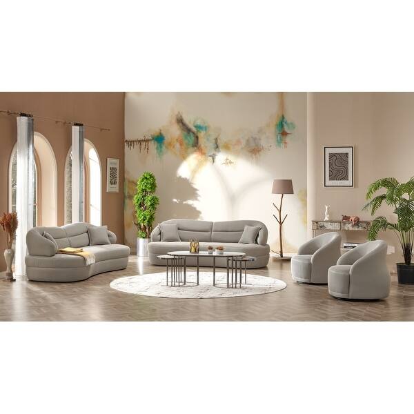 slide 2 of 11, Gala 4-Pieces Living Room Set 2 Sofa & 2 Chair Cream