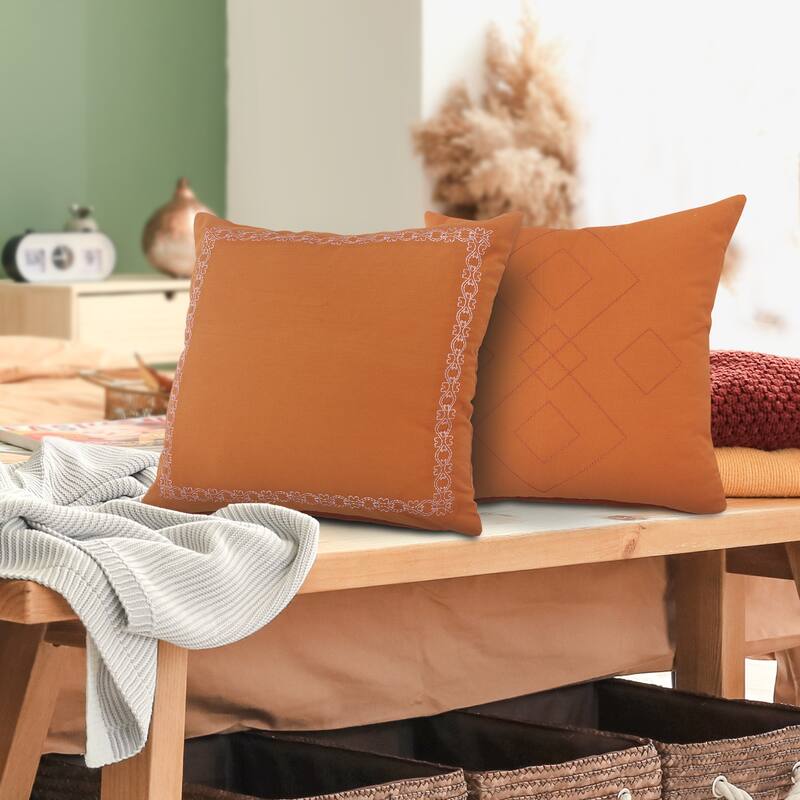 Sevita Dainty and Delicate Embroidered Border Throw Pillow
