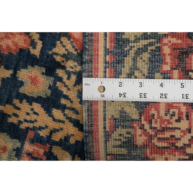 Hand Knotted Oriental 100% Wool Carpet Traditional All-Over Navy Blue & Blues Senneh Area Rug - 10' 5'' X 7' 1''
