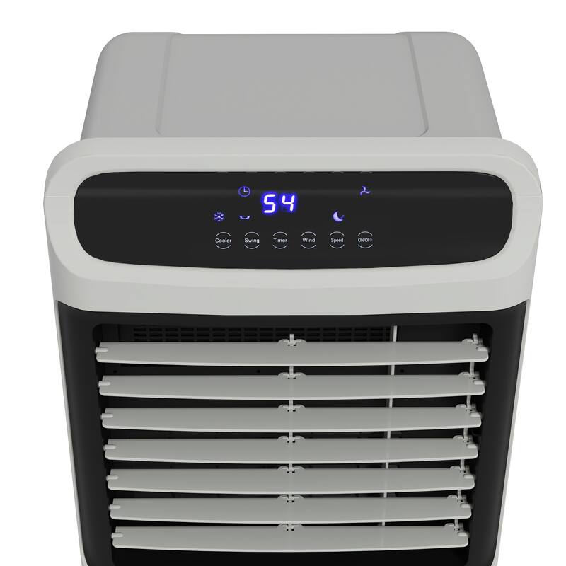 HOMCOM Mobile Air Cooler, Evaporative Ice Cooling Fan Water Conditioner Humidifier Unit with 3 Modes, 3 Speed, Remote Controller