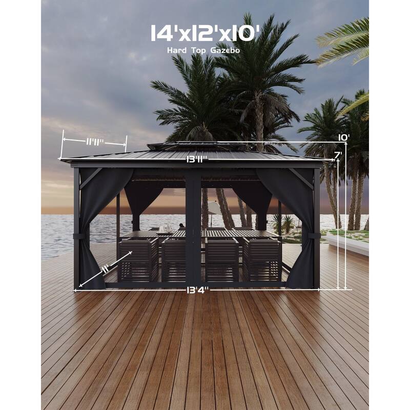 Hardtop Gazebo 10'x10',10'x12',10'x14',12'x12',12'x14',12'x16',12'x20'for All Weather