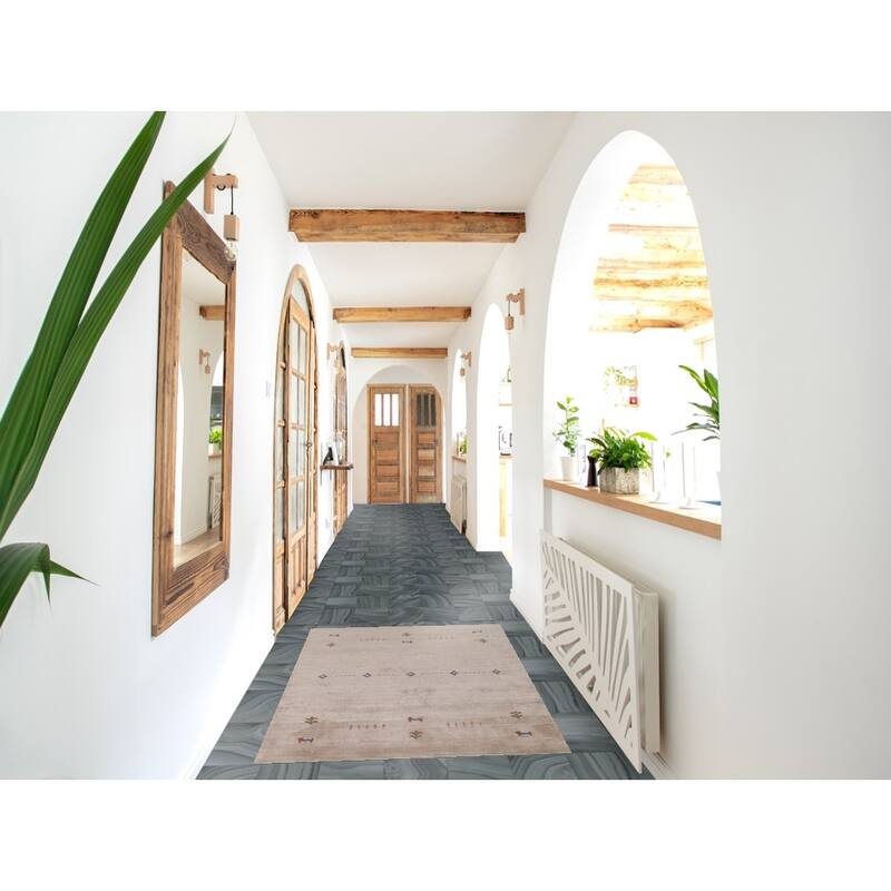 Modern Gabbeh Indian Foyer Rug Handmade Silk Carpet - 2'10"x 4'11"