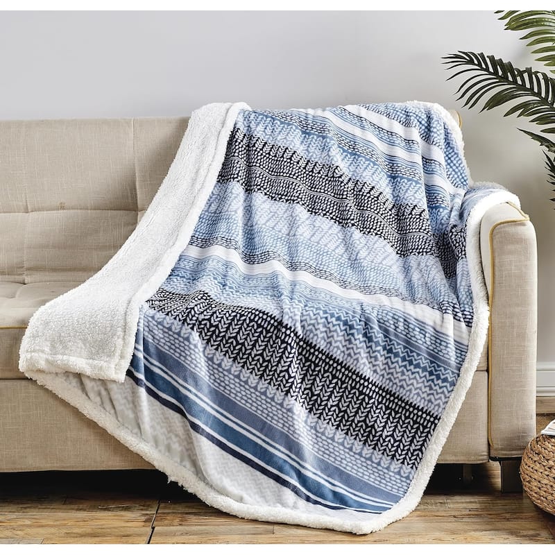 Faith Hope Love Amor Eterno Be Mine Love Collection Valentine's Day Throw Blanket (50" x 60") with Sherpa Backing - Anissa