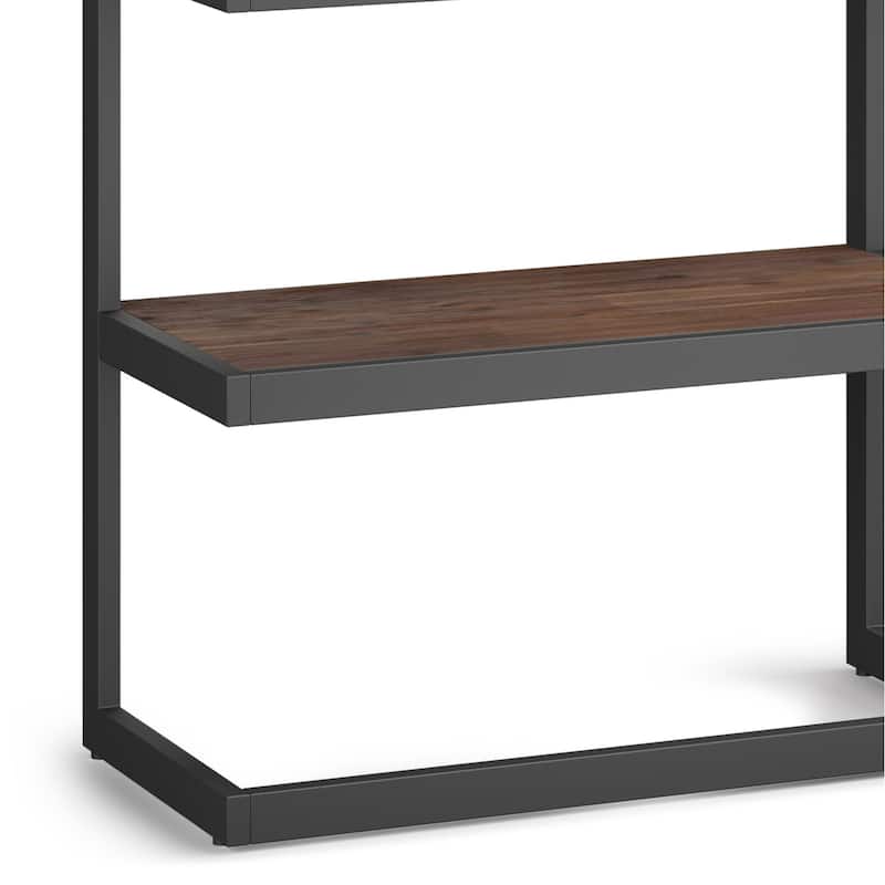 WYNDENHALL Cecilia SOLID ACACIA WOOD and Metal 66 inch x 36 inch Rectangle Industrial Bookcase - 36"w x 16.5"d x 66" h