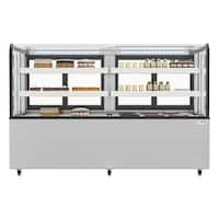 71 in. Dry Bakery Display Case with Front Curved Glass Protection, 20 ...