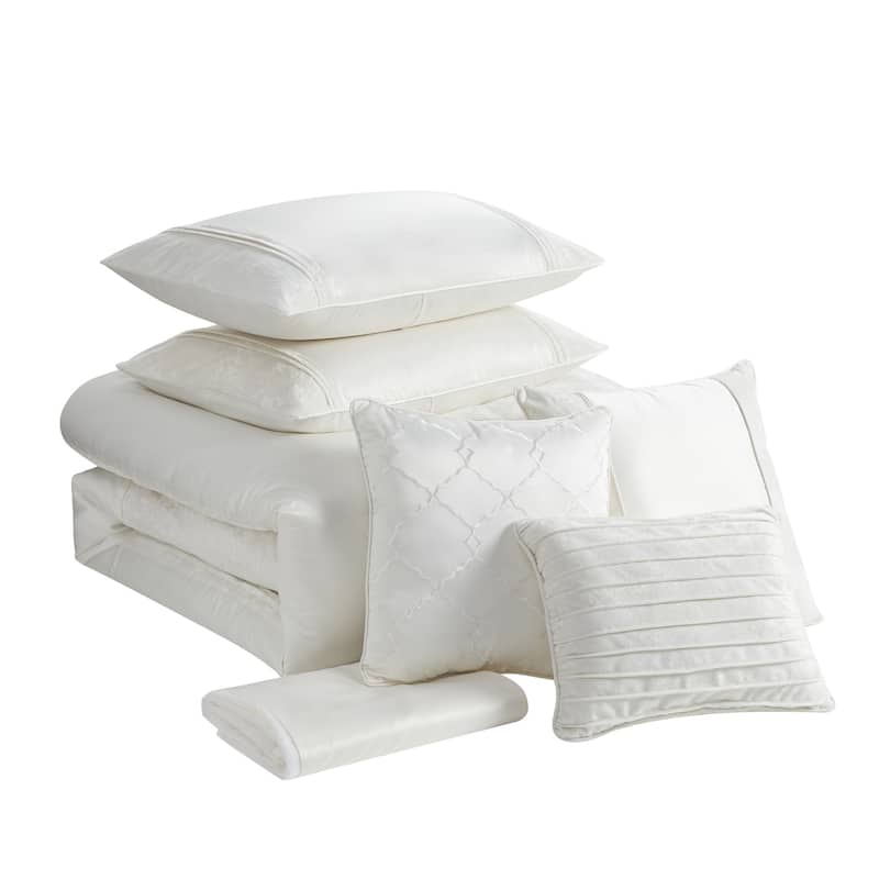 Sweet Home Collection 7 Piece Luna Crushed Velvet Elegant Bedding Set