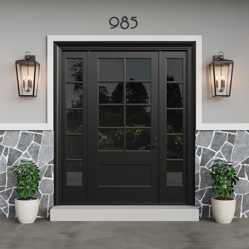 Millennium Lighting Brooks 2 Light Outdoor Wall Sconce in Powder Coat Black - 13  Inch - Brushed Nickel