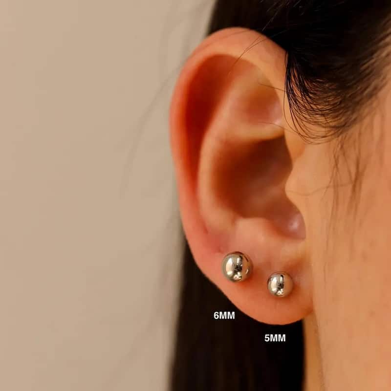 Curata 14k White Gold Polished Ball Classic Stud Earrings - 2mm-10mm