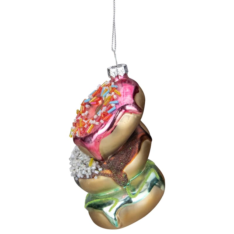 4.25" Stacked Doughnuts Glass Christmas Ornament