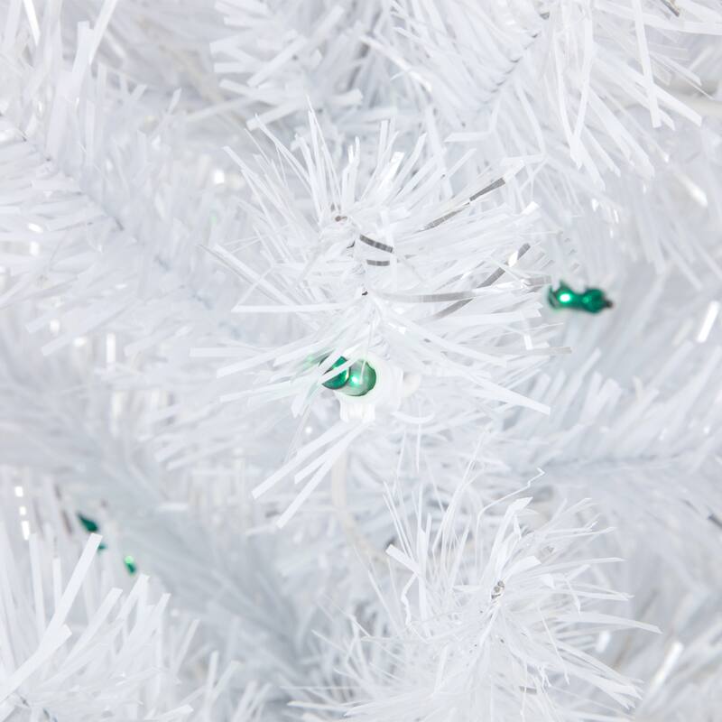 3' Pre-Lit Medium White Pine Artificial Christmas Tree - Green Lights - 3 Foot