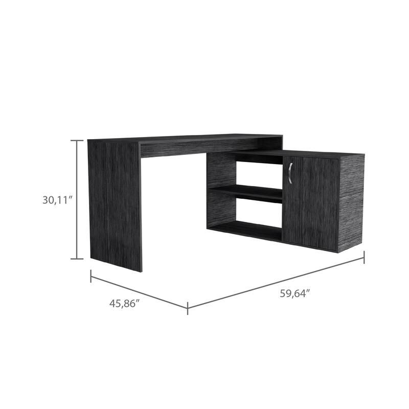 L-Shaped Computer Desk with Storage Cabinet File Cabinet, Large Executive Office Desk with Shelves for Home Office Study, Grey