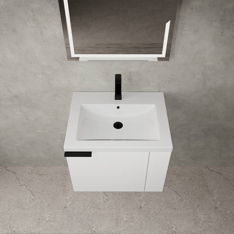 Plywood Wall-Mounted Bathroom Vanity with Integrated Resin Sink