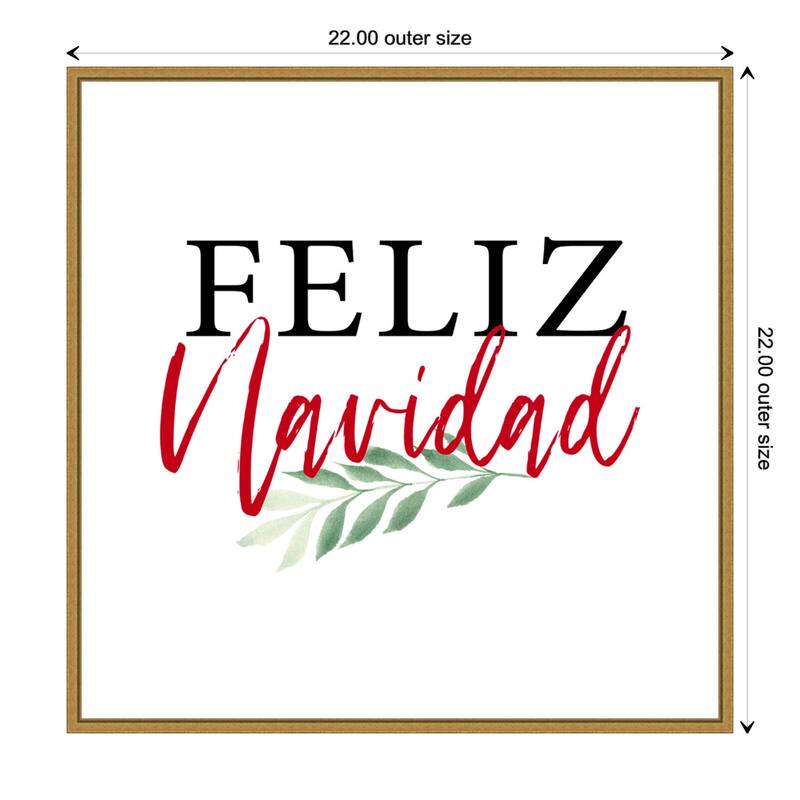 Feliz Navidad Script by Amanti Art Portfolio Framed Canvas Wall Art