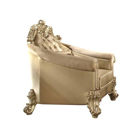 PU Leather Upholstery Chair in Gold Patina