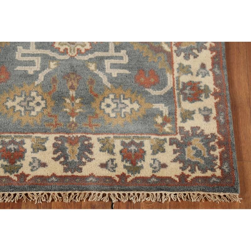 Gray Geometric Oushak Indian Accent Rug Hand-Knotted Wool Carpet - 3'1"x 5'4"