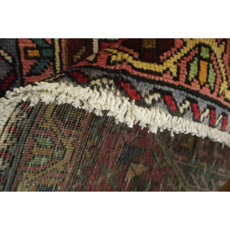 Hand Knotted Oriental 100% Wool Carpet Traditional Tribal Red Tabriz Runner Rug - 12' 4'' X 3' 7''