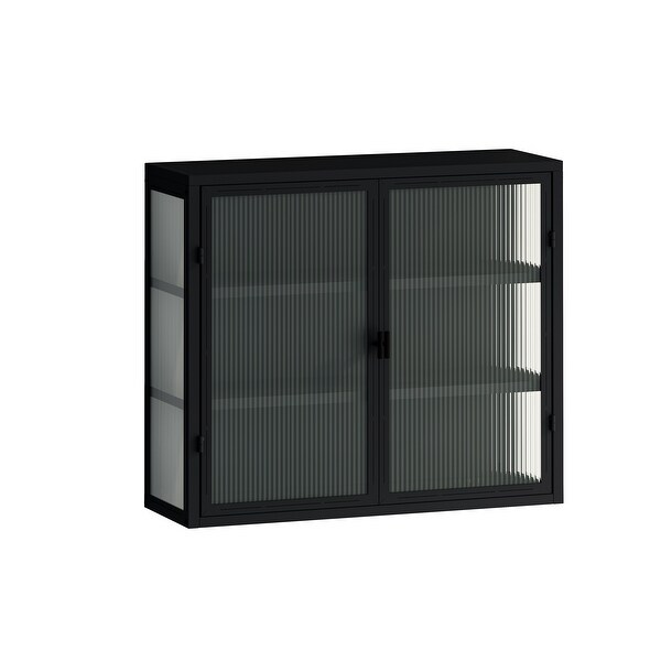Two-door Wall Cabinet with Featuring Three-tier Storage - Bed Bath