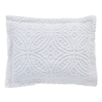 Better Trends Wedding Ring Loop Design Standard Sham 100% Cotton Tufted Machine Washable Tumble Dry