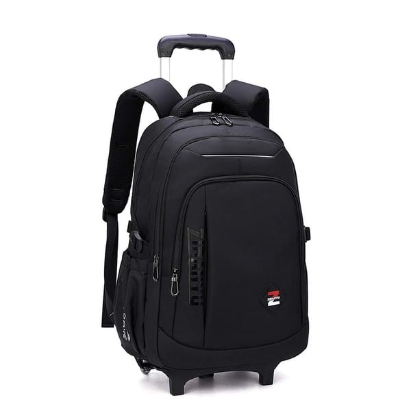 slide 2 of 6, Black Kids Boys Rolling Backpack Teens Carry-on Luggage with Wheels Trolly BookBag for School-2 Wheels Black