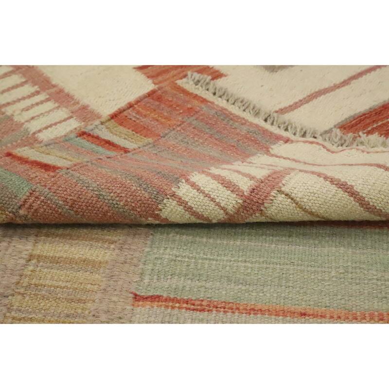 Hand Woven Oriental 100% Wool Carpet Southwestern Tribal Multi-Colored Kilim Area Rug - 8' 11'' X 6' 0''