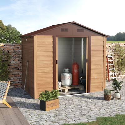 Outsunny 7.7' x 6.4' Metal Outdoor Storage Shed with Double Doors and Four Ventilation for Patio Furniture