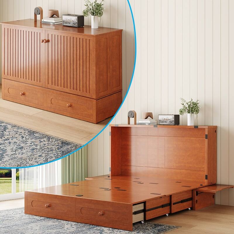 Mixoy Queen Murphy Bed Chest with Charging Station and Storage Drawer,No Mattress