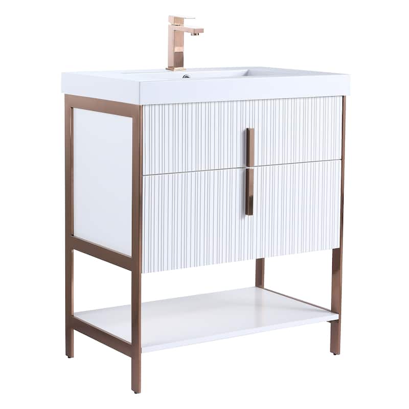 Fine Fixtures Serenity Modern Bathroom Vanity with White Gel Acrylic Top