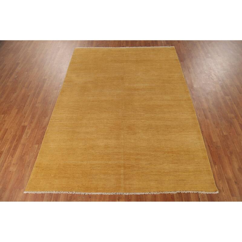 Yellow Gabbeh Modern Area Rug Handmade Wool Carpet - 6'7"x 9'2"